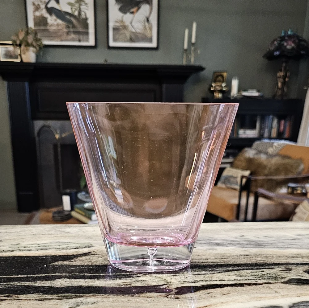 Pink Blown Glass Vase Or Brush Holder
